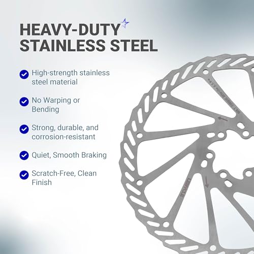 BlueStars 203mm Stainless Steel Disc Brake Rotor 6-Bolt for Bicycle - 1 Pack