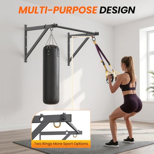 Wall Mounted Pull Up Bar - 51 Inch, 500LBS Capacity, Easy Install