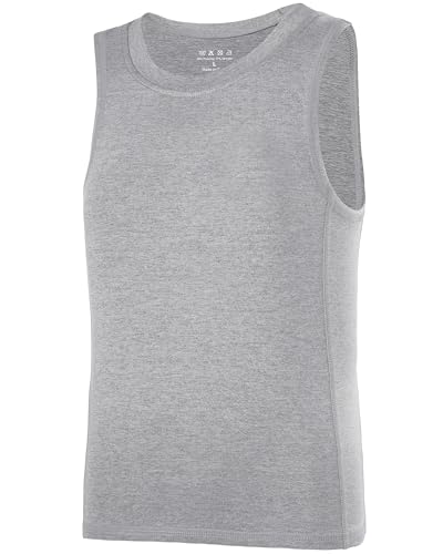Boys Compression Tank Top - Athletic Quick Dry Sleeveless Shirt - Large Grey
