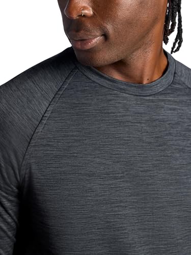 Gaiam Men's Power Long Sleeve Crewneck Top - Large Black Heather Fleece