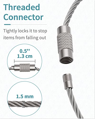 4" Stainless Steel Wire Keychain Cable Loop Holder - 20pcs