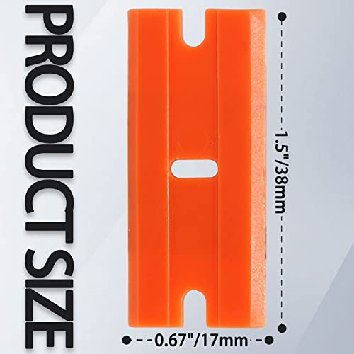 100pcs Plastic Razor Blades, Double Edged Plastic Scraper Blades Replacement for Plastic Razor Scraper Tool for Decals, Adhesive Labels, Stickers Removing Cleaning