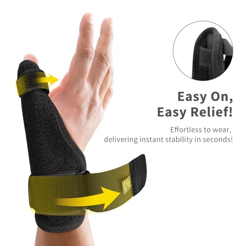 Bracoo Thumb Brace with Spica Splint - Right or Left Hand, Classic Black