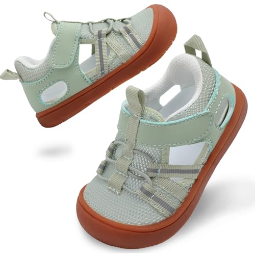 BARERUN 5.5-6.5 Toddler Water Shoes Cyan, Quick-Dry Mesh Beach & Pool Barefoot Walking Sneakers