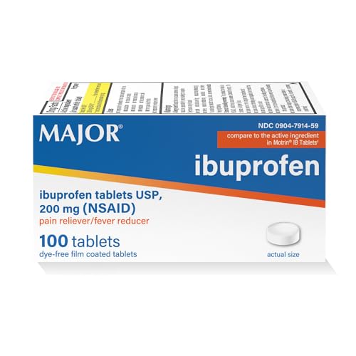 Ibuprofen Tablets 200 mg - Dye-Free Pain Relief - 100 Count