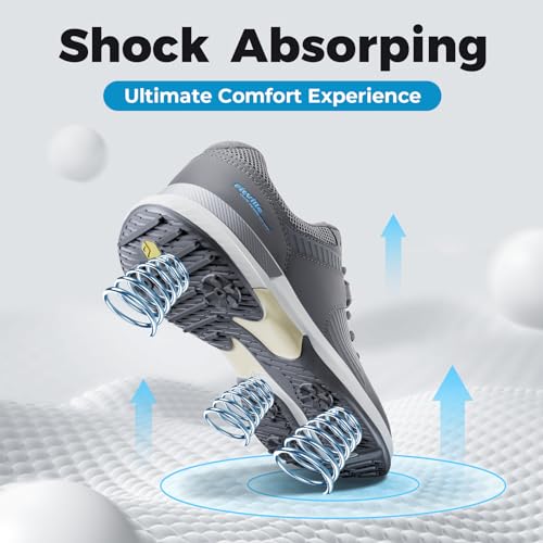 Extra Wide Men's Waterproof Golf Shoes with Arch Support - Charcoal Grey