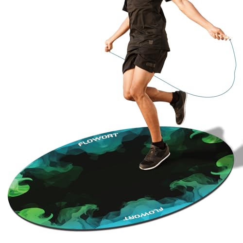 Jump Rope Mat - Large 48"x36" Non-Slip Rubber Mat - Blue & Green