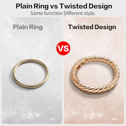 1-Inch Twisted O Ring Keychain Clips - 4 Pack Light Gold