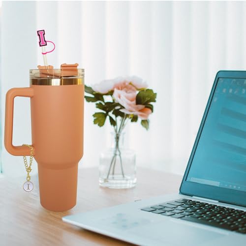 Silicone Straw Cover and Letter Charm Set for 30-40oz Tumblers - Letter I