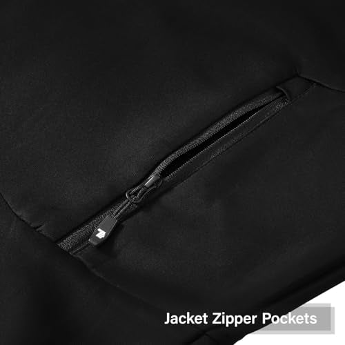 BGOWATU Men's Black Large Full Zip Hoodie Tracksuit Set with Pockets