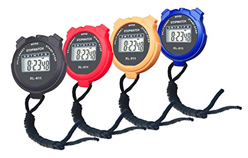 Large LCD Stopwatch - Pack of 4, Lightweight Handheld Timer B