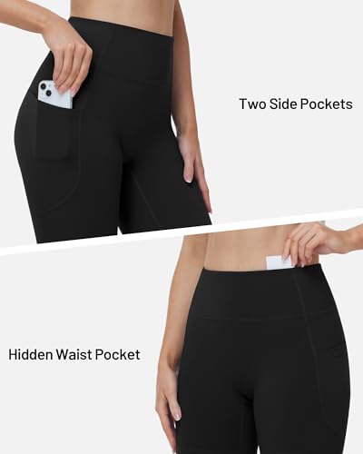 Runhit Women's High-Waist Biker Shorts 4/6/8 in No Front Seam with Pockets, Tummy Control
