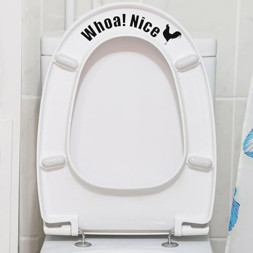 Funny Toilet Stickers, Whoa Nice Bathroom Decal, Wall Art, Removable Self-Adhesive Toilet Seat Stickers for Restroom Door