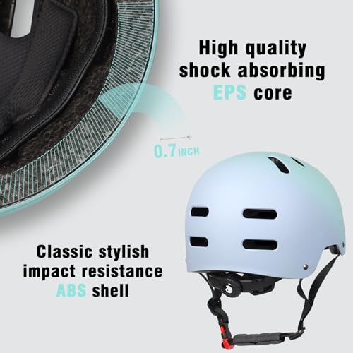 OUWOER Gradient Cyan Blue Bicycle & Skateboard Helmet, Medium 55-58cm