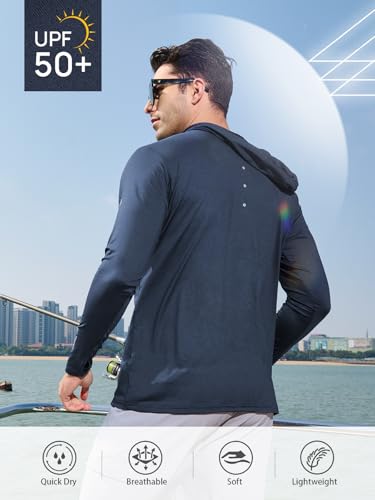 NORTHYARD Men's UPF 50+ Sun Protection Hoodie Long Sleeve Rash Guard - Cool Grey, Large