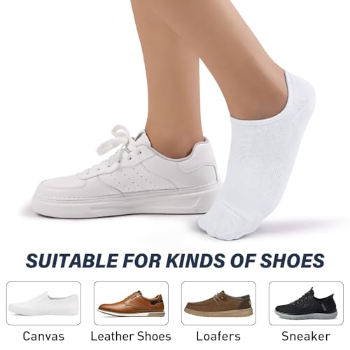 SIXDAYSOX No Show Socks Men 6/8 Pack Cotton Ankle Socks Size 10-13/13-15 (6 White) - 13-15 Variation Included