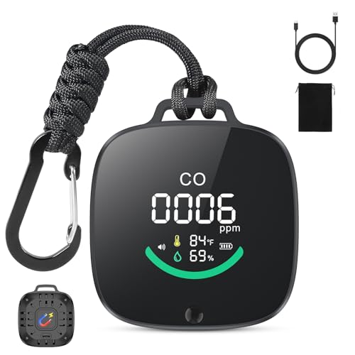 Portable Carbon Monoxide Detectors, 3-in-1 CO Detector with Magnetic Suction, Travel Size CO Alarm with Temp/Humidity, Custom Alarm Thresholds, 240HR Standby, Carbon Monoxide Monitor for Hotel RV Car