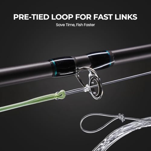 Piscifun Tapered Fly Fishing Leader 7.5ft 6-Pack with Pre-Tied Loop, 4.9lb Test