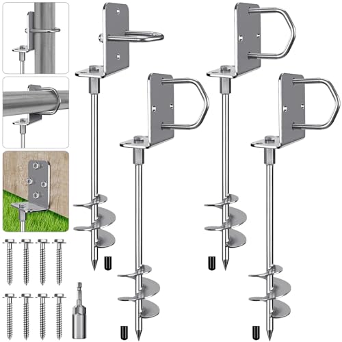 Lifeswell 18" Ground Anchors Kit (4 Pack) Heavy Duty Lawn & Shed Safety Anchor