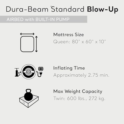 Intex Queen Size Dura-Beam Air Mattress with Inflatable Pillows & Hand Pump