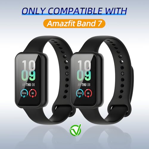 Kimiyaki 2 Pack Amazonite Band 7 Screen Protector Case Black + Black