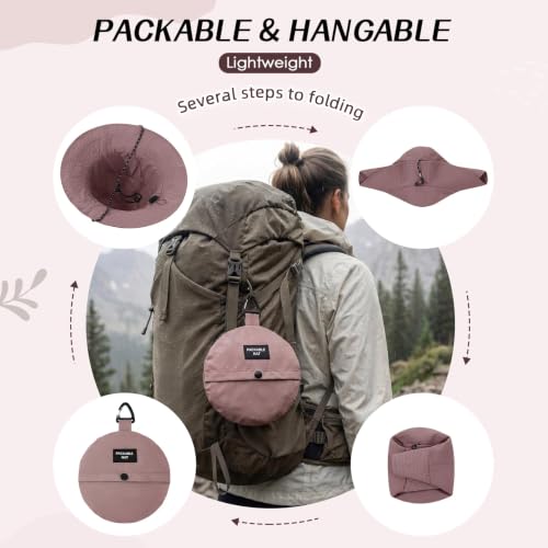 Durio Dusty Pink Waterproof UV 50+ Bucket Hat for Women, UPF Sun Hat