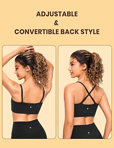 CRZ YOGA Butterluxe Thin Strap Sports Bra, Medium Black