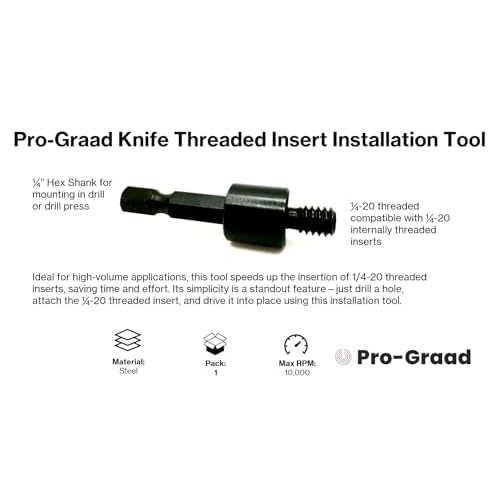 R042 1/4-20 Threaded Insert Driver, Knife Threaded Insert Installation Drive Tool, Compatible for use with 1/4-20 Internal Threaded Brass, Stainless & Steel Knife Thread Inserts for Hardwood