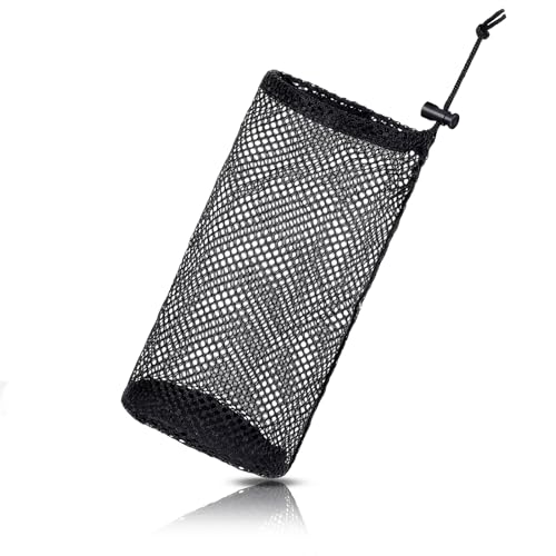 Black Nylon Mesh Golf Ball Storage Bag - Holds 48-56 Balls