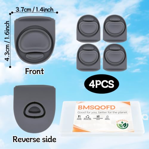 4-Pack Silicone Replacement Stopper Gaskets for Water Bottle Lids - Gray