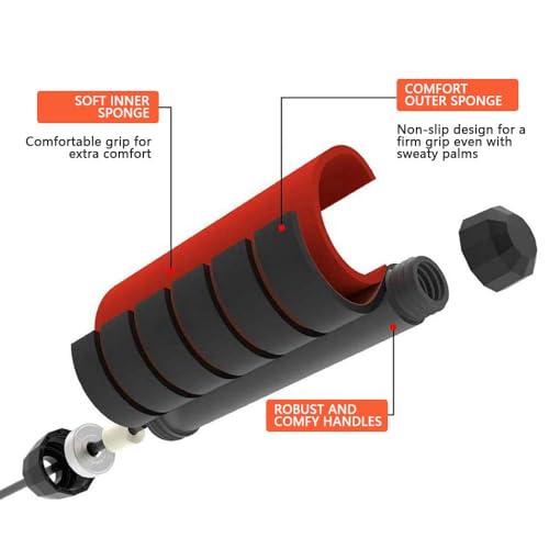 Adjustable Speed Jump Rope - Tangle-Free Steel Cable with Foam Grips - Black
