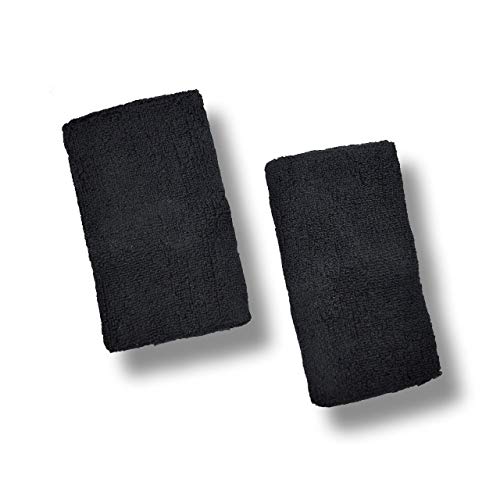 Athletic Wristbands for Men & Women - 4.5 Inch Black Cotton Sweatbands