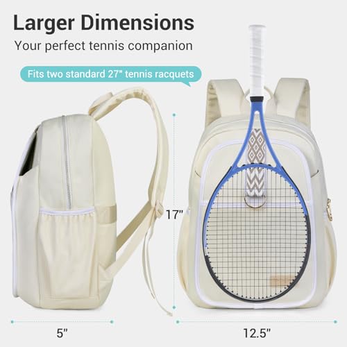 VELADAY Beige Quilted Tennis Bag for Women - Ultra-Light Racket Backpack