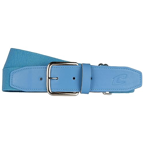 Youth Elastic Baseball Belt with Leather Tab - Light Blue