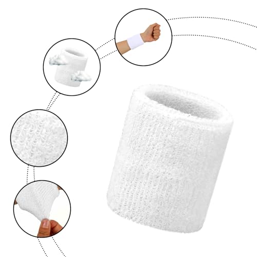 Sports Sweatband Set - 1 Headband & 2 Wristbands - White