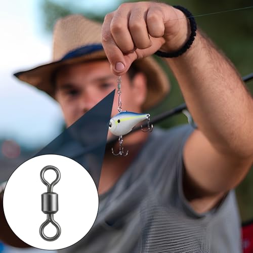 100 Pack Micro Swivels for Fly Fishing - High Strength Black Swivels