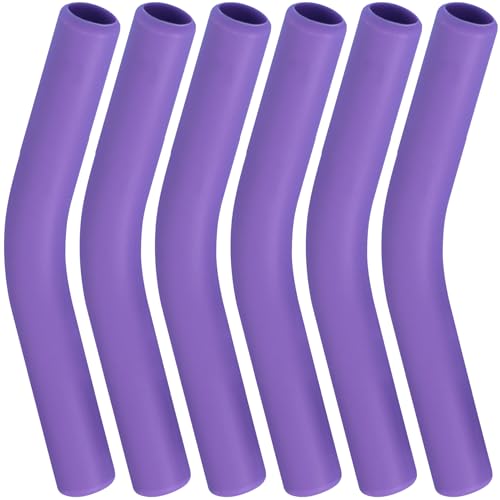 6 Pcs Purple Silicone Straw Tips for Tumblers - 8mm Diameter