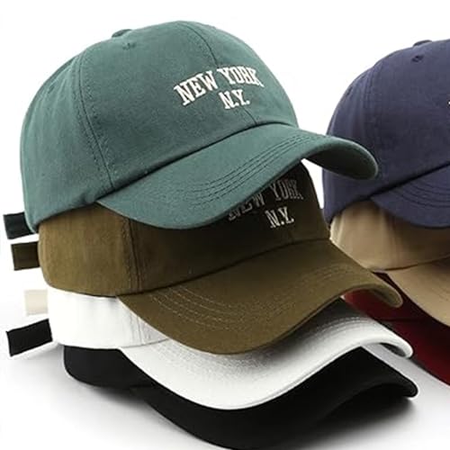 Unisex New York Embroidered Distressed Baseball Cap - Green