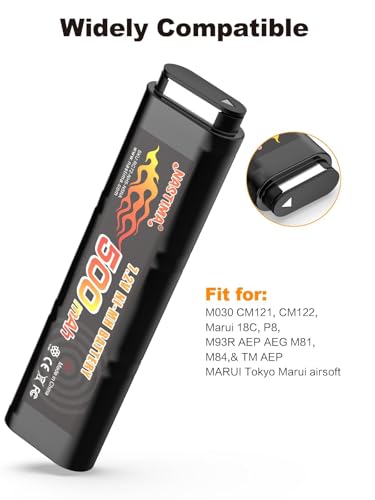 7.2V 500mAh Ni-MH Battery for Airsoft Guns - Compatible with CM030, CM121, Marui 18C, M93R