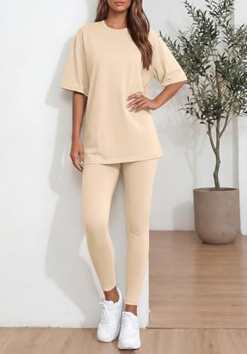 BTFBM Two-Piece Lounge Set for Women with Oversized Shirt & Leggings