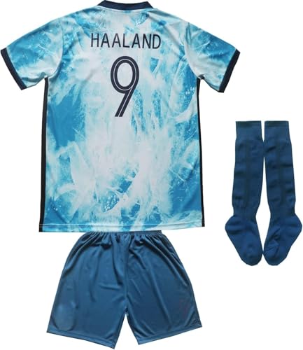 Kids Soccer Jersey Set #9 Haaland - Blue / 26 (8-9 Years)
