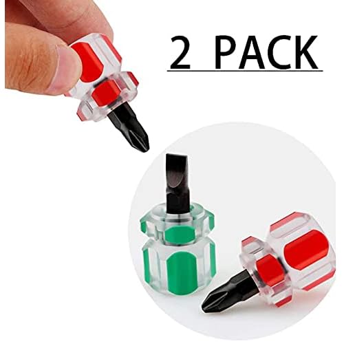 Mini Ultra Short Stubby Screwdriver Set 2 Pieces 1 Phillips, 1 Flat Head, Sewing Machine Repair Performance Tool, Suitable for Tight Spaces & DIY Repairs A must have for every toolbox