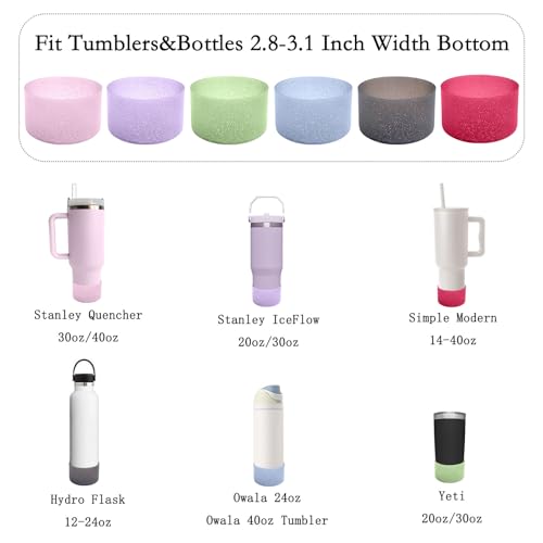 6-Pack Glitter Silicone Water Bottle Boot Covers for 20-40 oz Tumblers