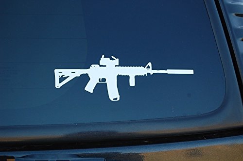 M4 Rifle Vinyl Decal Sticker - 6-Inch White Weatherproof Graphic