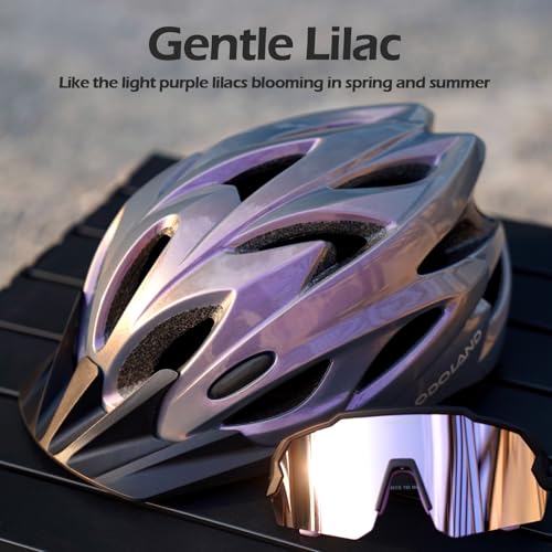 Adult Bike Helmet with UV Protection Sunglasses Set - A1-Lilac