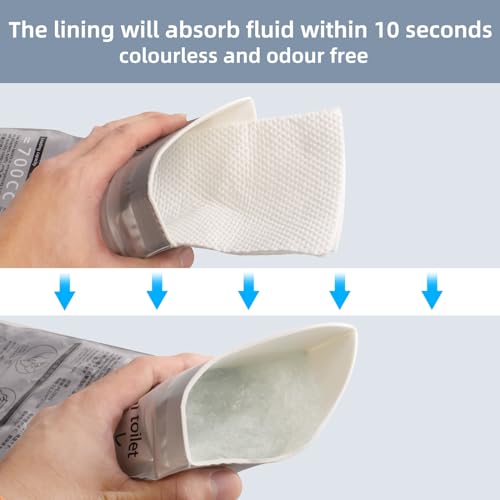 700ml Disposable Travel Toilet with Solidifier Gel - 6-Pack