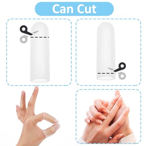 Silicone Finger Cots for Eczema & Cracking - 10 Piece Set, Clear & Nude