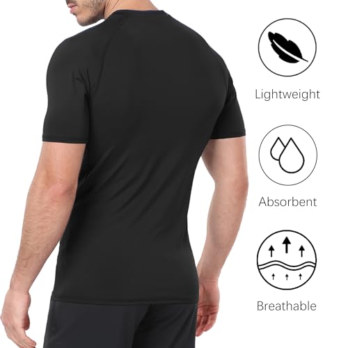 HovSiyla Men's Compression Shirts Short Sleeve Baselayer 5 Pack Black Medium Workout