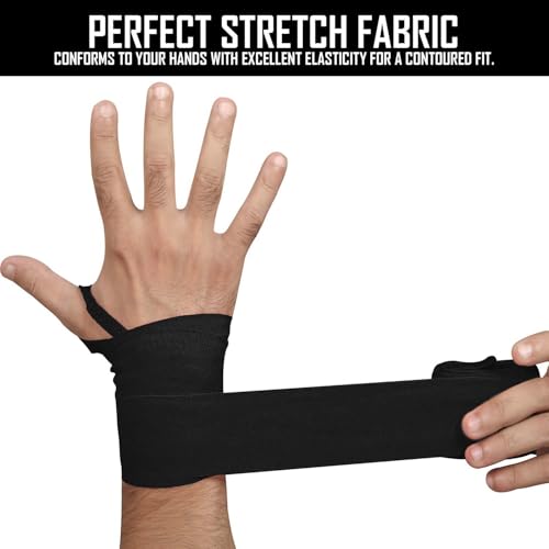 Boxing Hand Wraps - 4.5m (180 inch) Black for MMA & Muay Thai