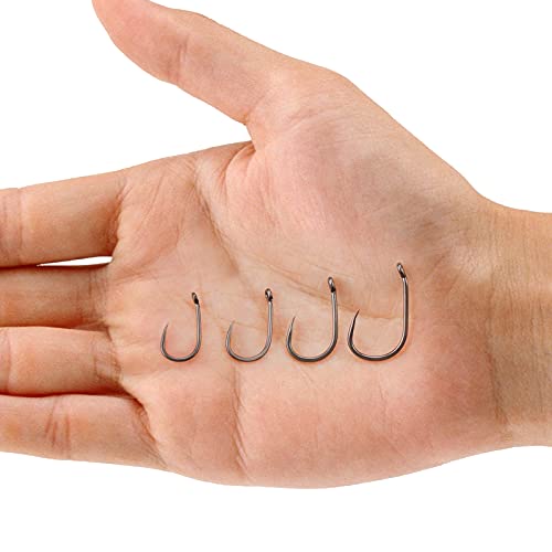 50Pcs Barbed Fishing Hooks - Teflon Coated Wide Gape Hook Size 6